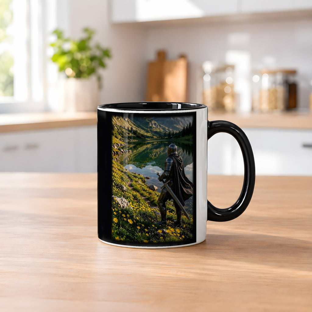 Der Wächter am See – Tasse innen schwarz, auf dem Küchentresen