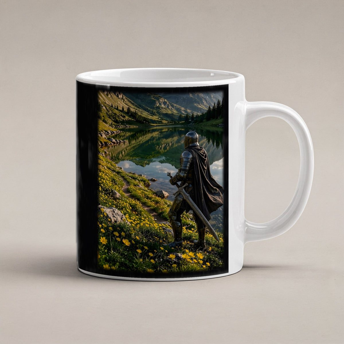 Der Wächter am See – weiße Tasse, freigestellt