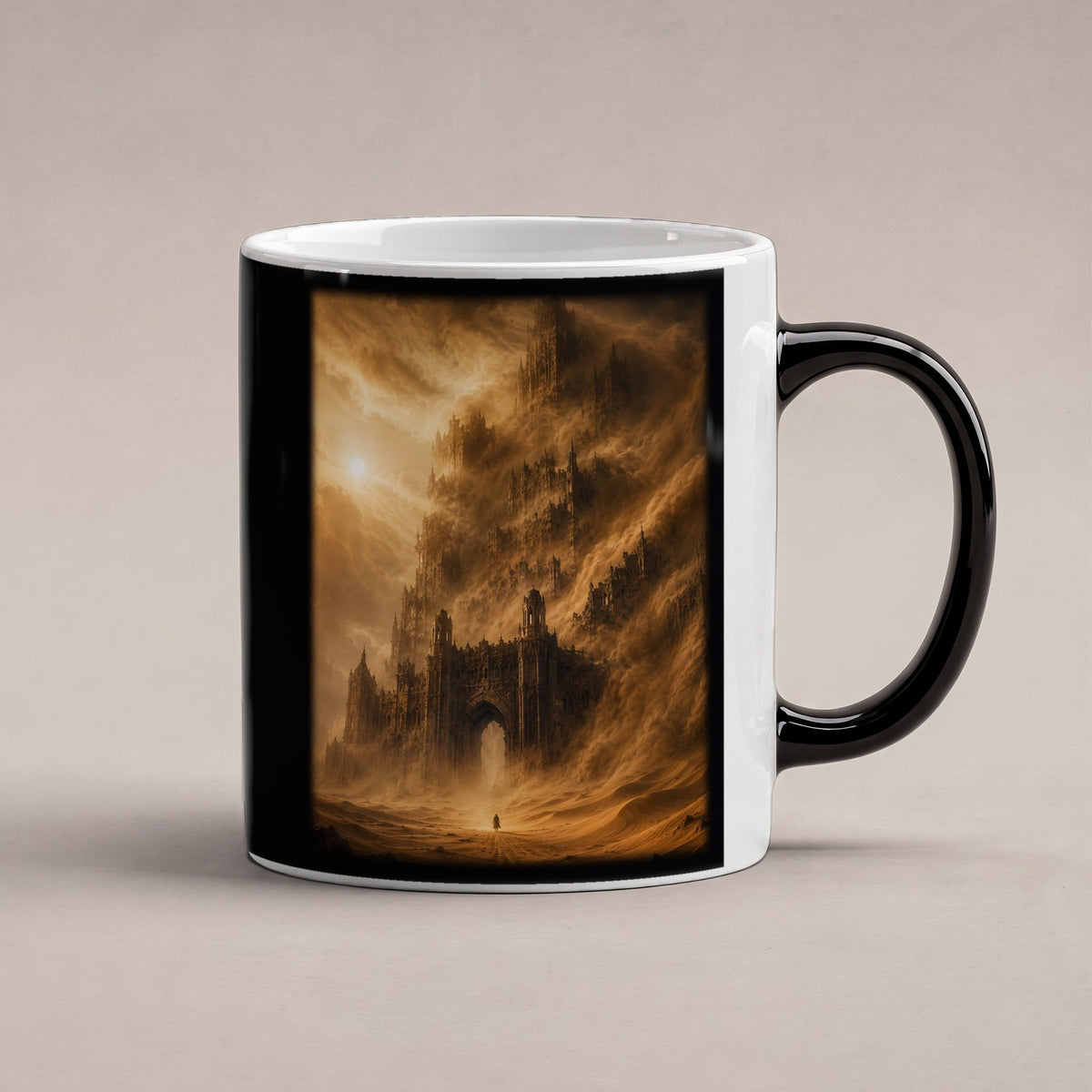 Das Wüstenimperium – Black Edition Zaubertasse mit Motiv (heiß), freigestellt
