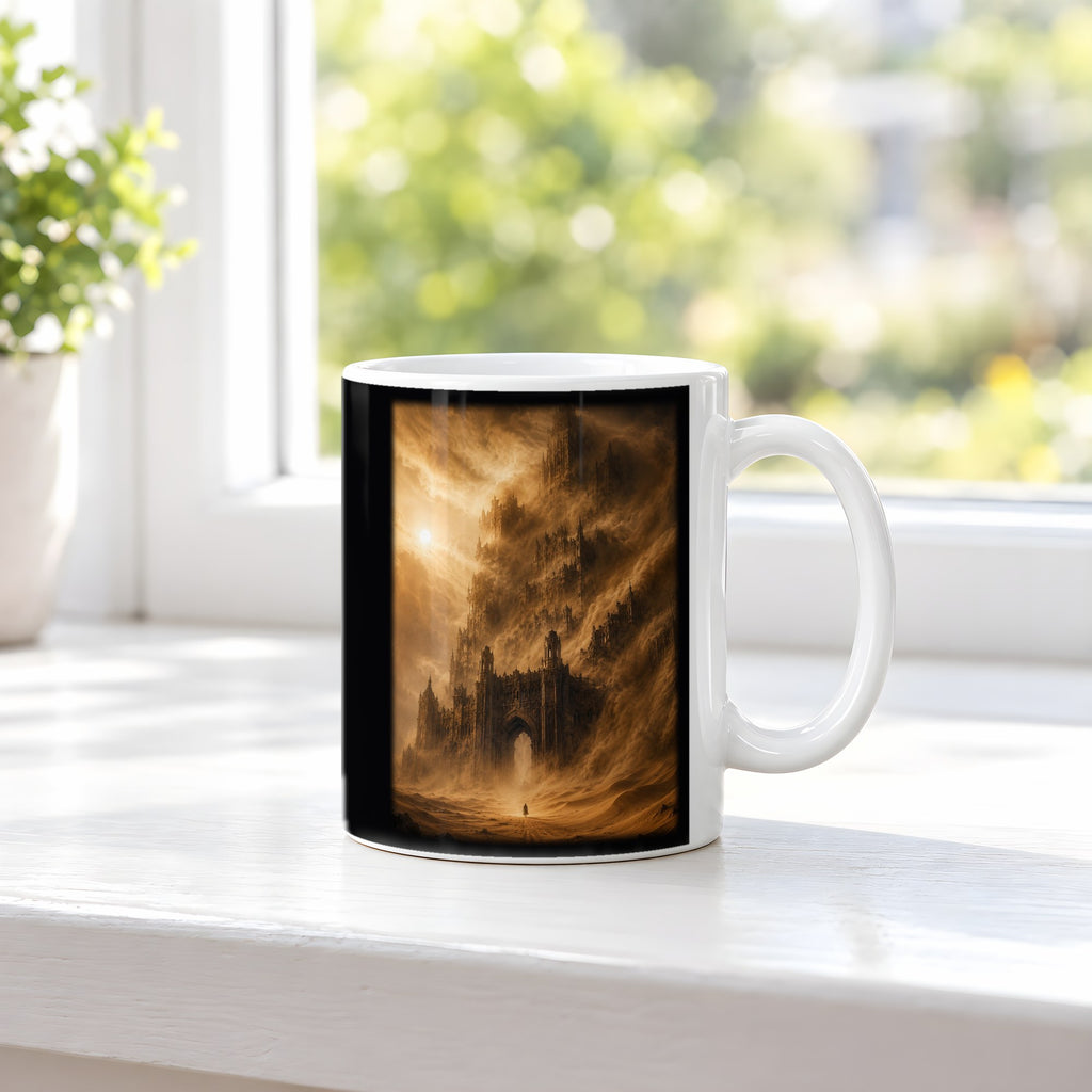 Das Wüstenimperium – weiße Tasse, auf der Fensterbank