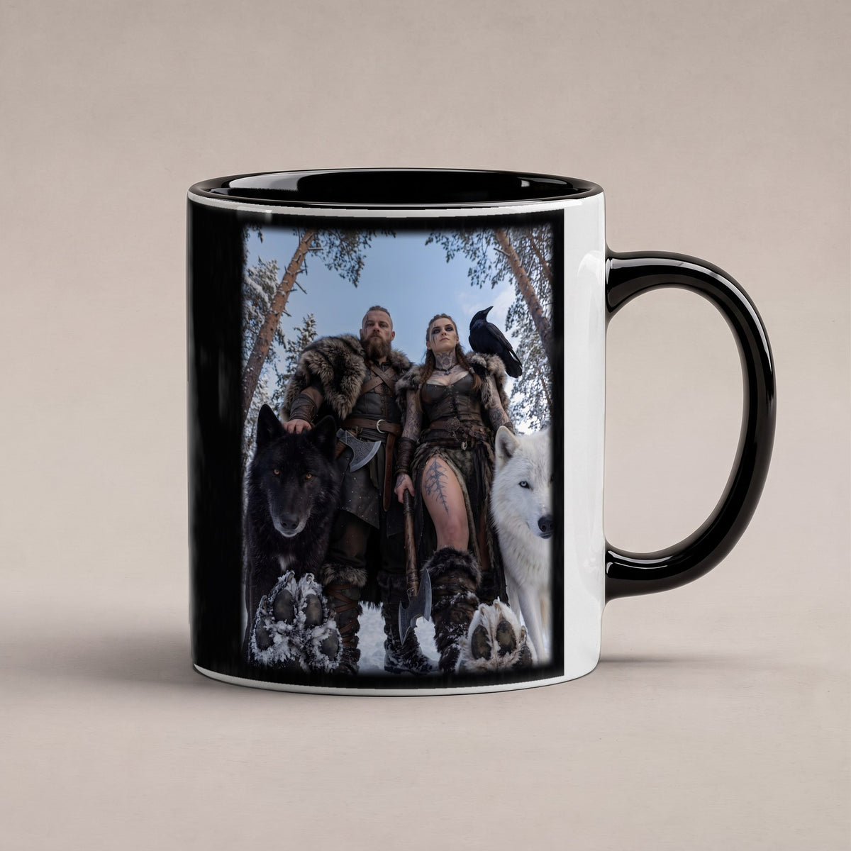 Die Wolfswacht – Tasse innen schwarz, freigestellt
