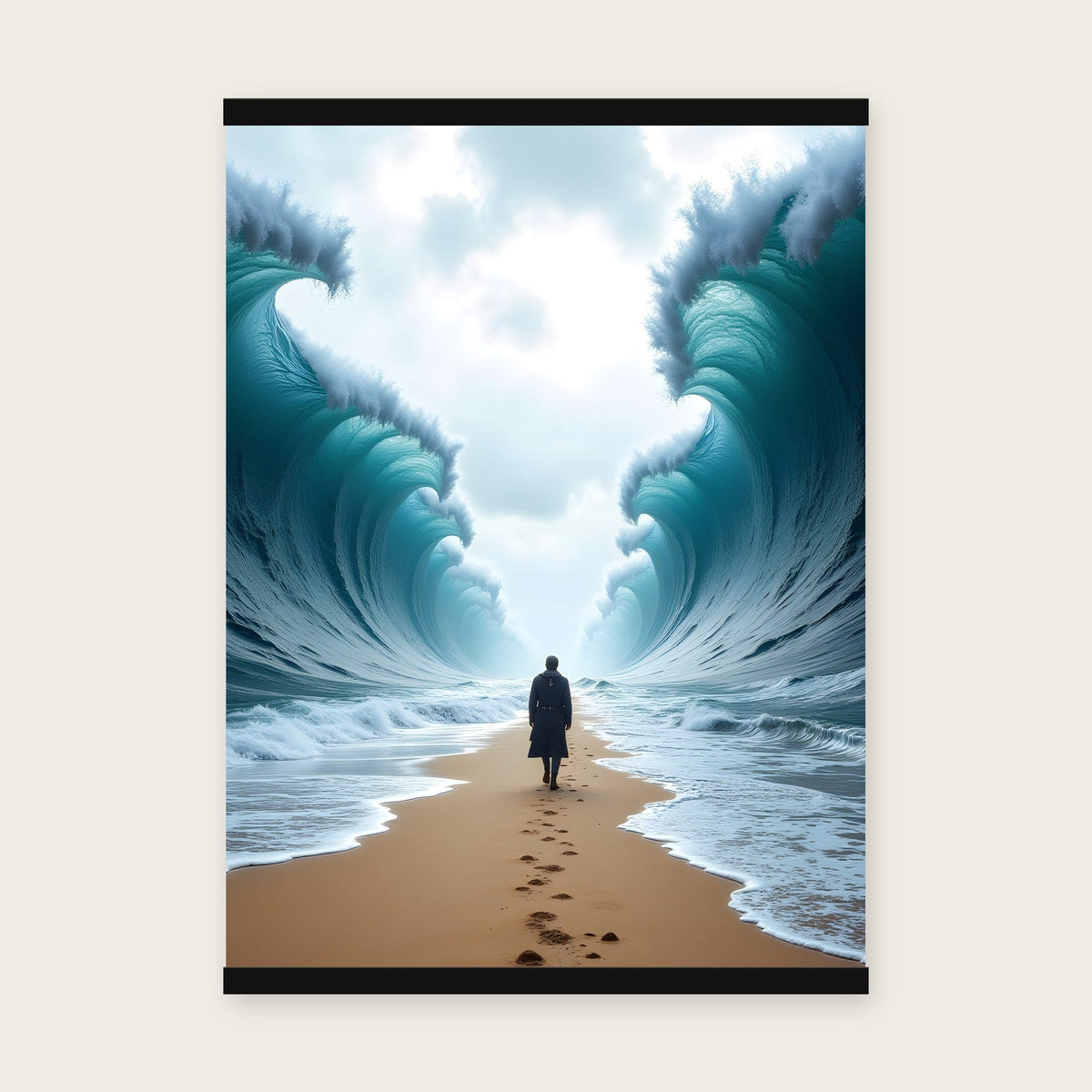 Der Gang durch die Flut – Poster mit schwarzer Holzleiste, 50×70 cm