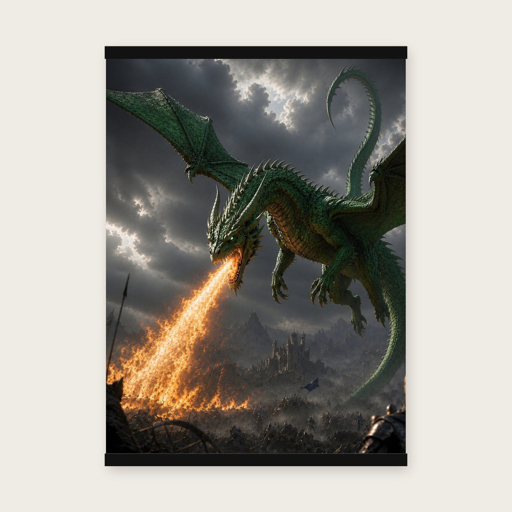 Grünfeuer – Poster mit schwarzer Holzleiste, 50×70 cm