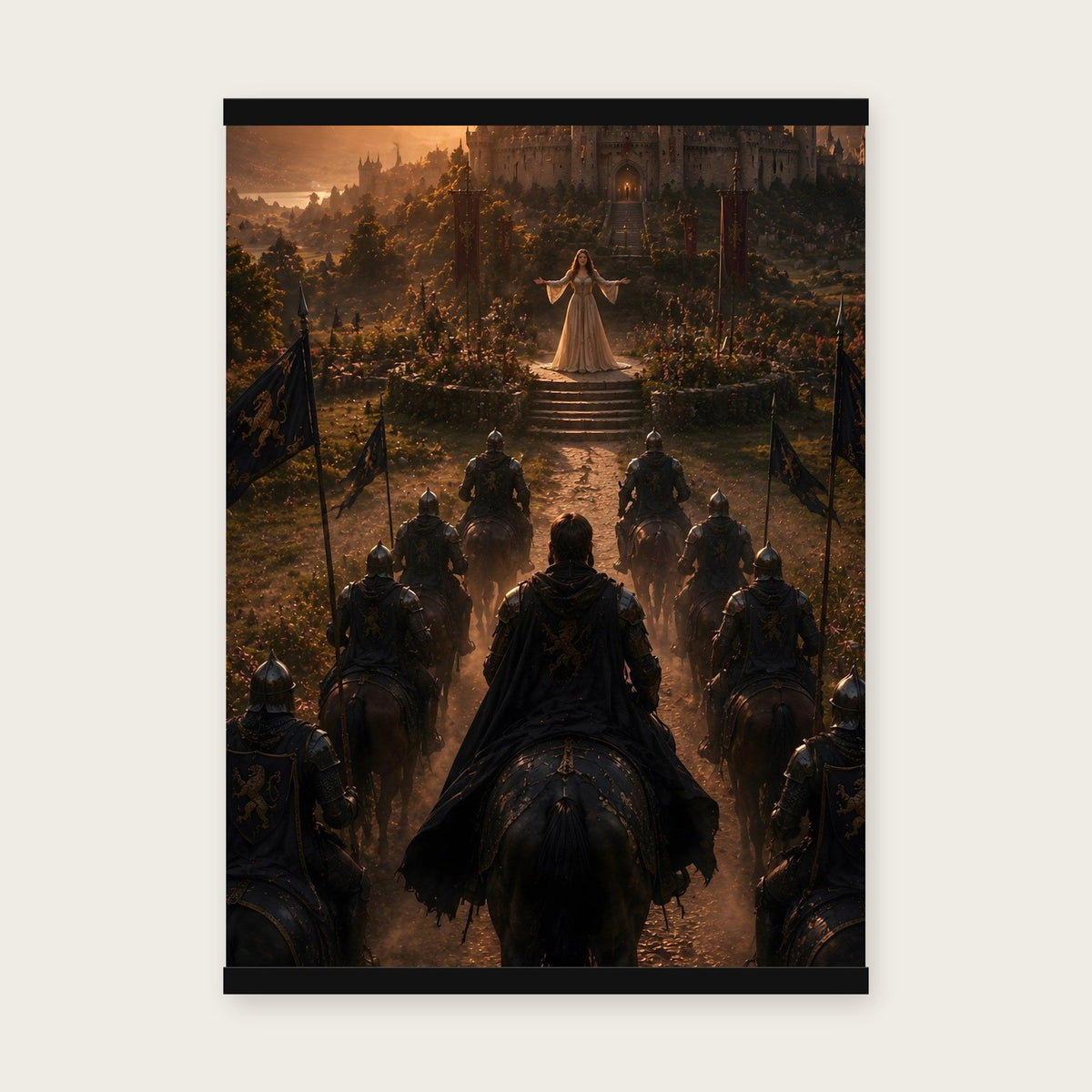 Heimkehr des Königs – Poster mit schwarzer Holzleiste, 50×70 cm