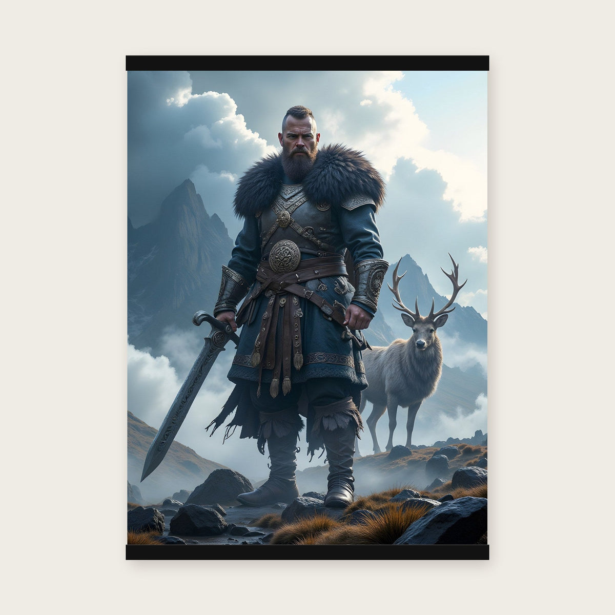 Der Hochlandwächter – Poster mit schwarzer Holzleiste, 50×70 cm