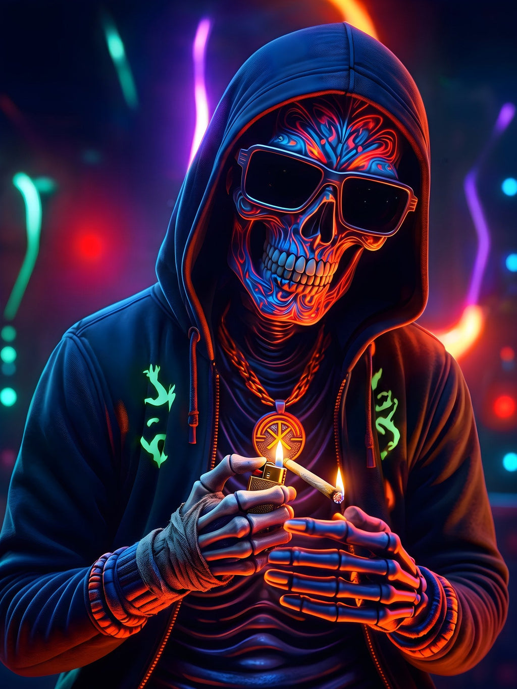 Das Neon-Skelett – Motiv