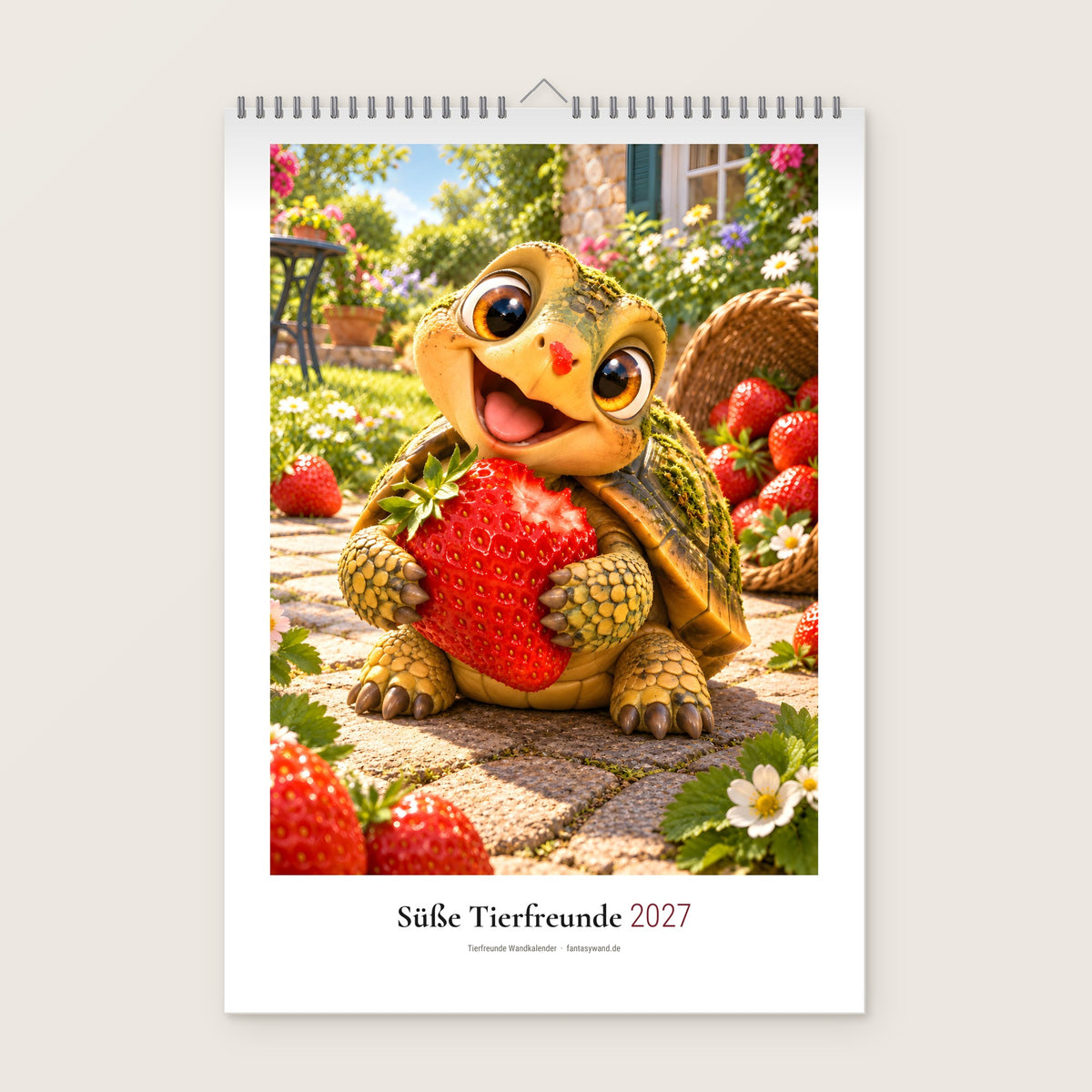 Süße Tierfreunde2027 – Erdbeer-Schildkröten-Deckblatt, Produktvisualisierung