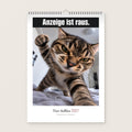 Tier-Selfies Kalender 2027 – Bettkatze Anzeige ist raus., Deckblatt mit Drahtbindung, Produktvisualisierung