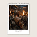 Wikinger Kalender 2027 – Deckblatt, Wandkalender mit Drahtbindung und Aufhänger an heller Wand