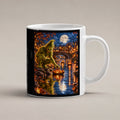 Die Kürbisflotte – Halloween-Monster mit Kürbisbooten im Mondschein, Tasse Weiß, freigestellte Produktansicht