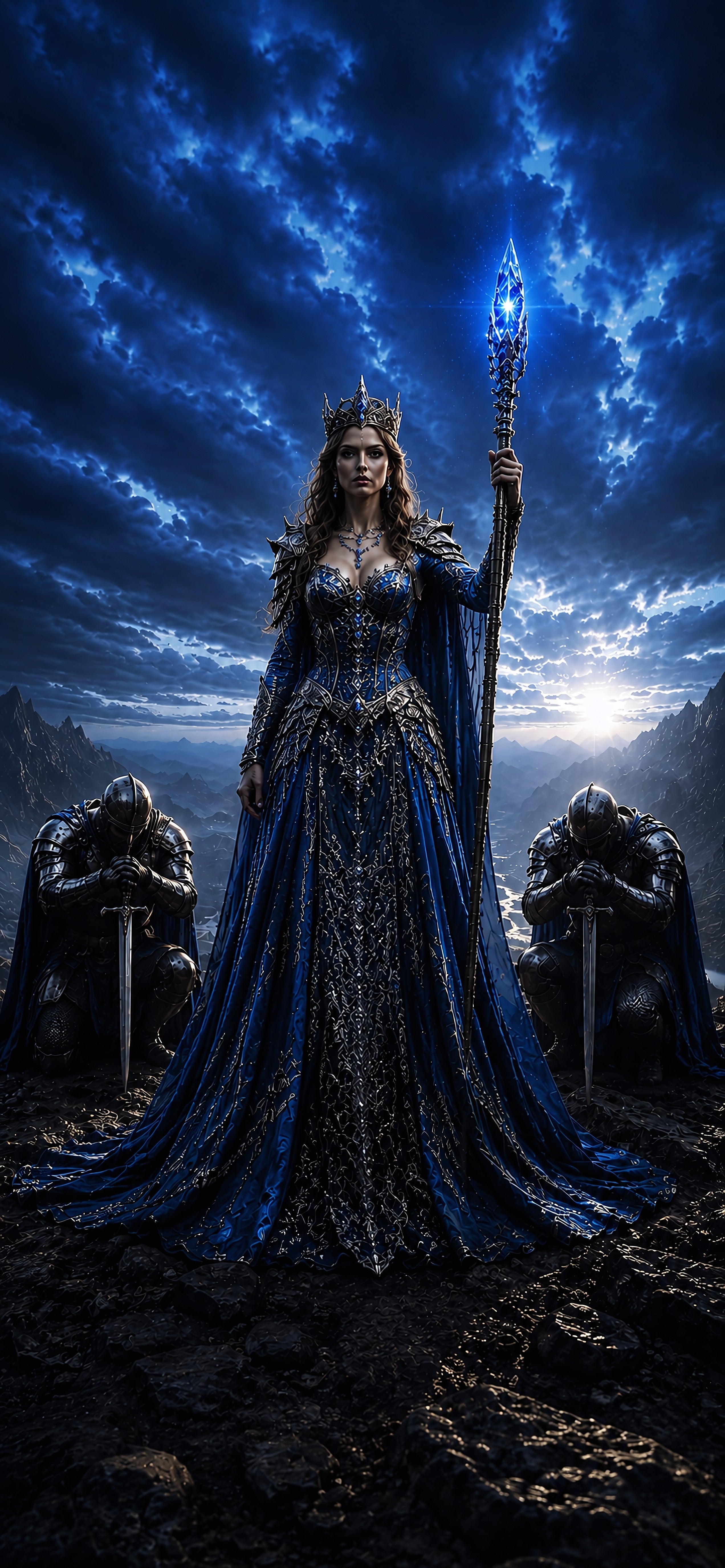 Die Saphirkönigin — Dark-Fantasy Wandbild