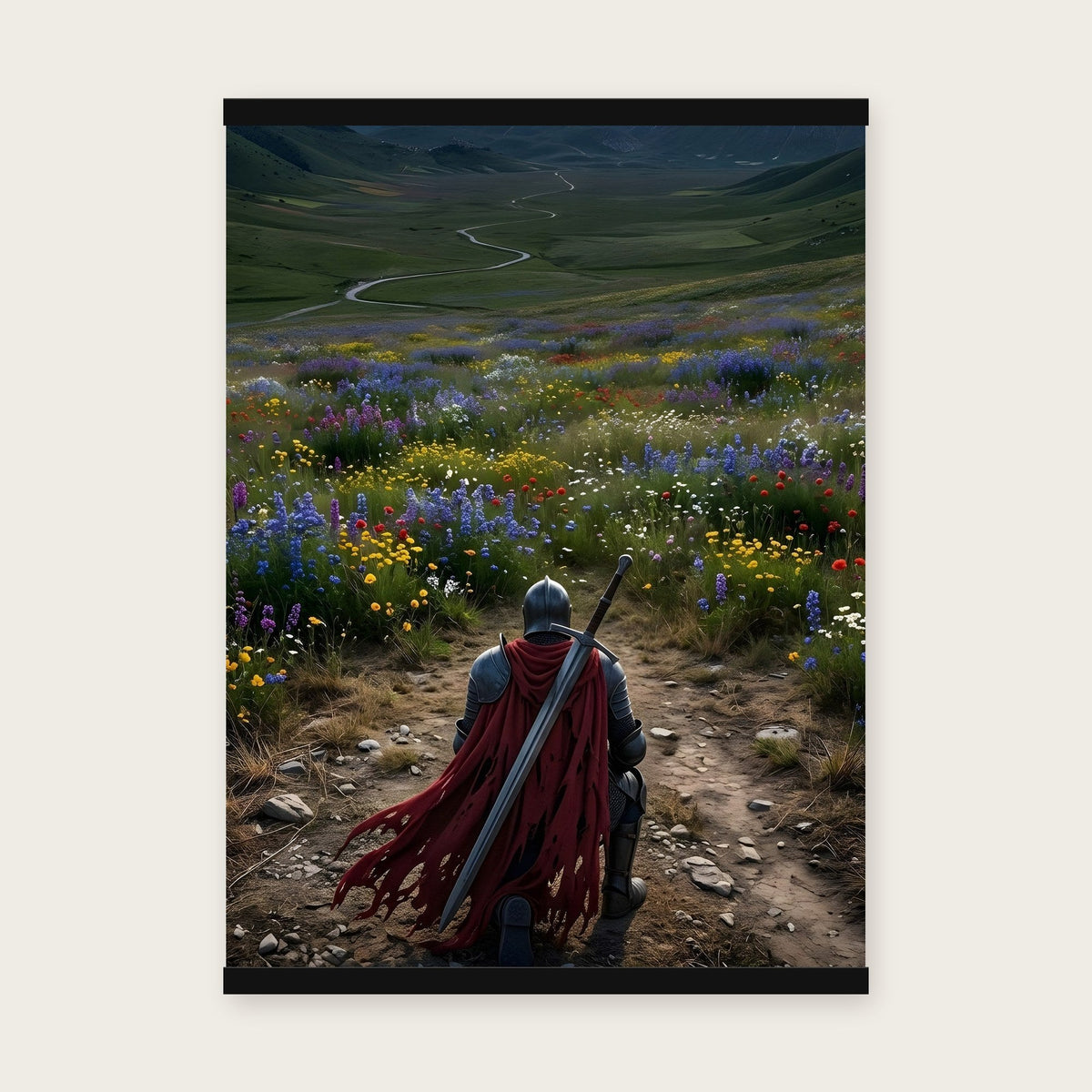 Der Kniefall – Poster mit schwarzer Holzleiste, 50×70 cm
