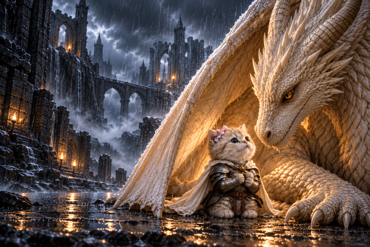 Knight Kitty – KI-generierte Kampagnenszene