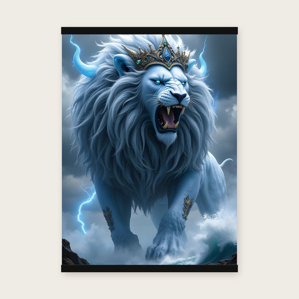 Der Kronenlöwe – Poster mit schwarzer Holzleiste, 50×70 cm