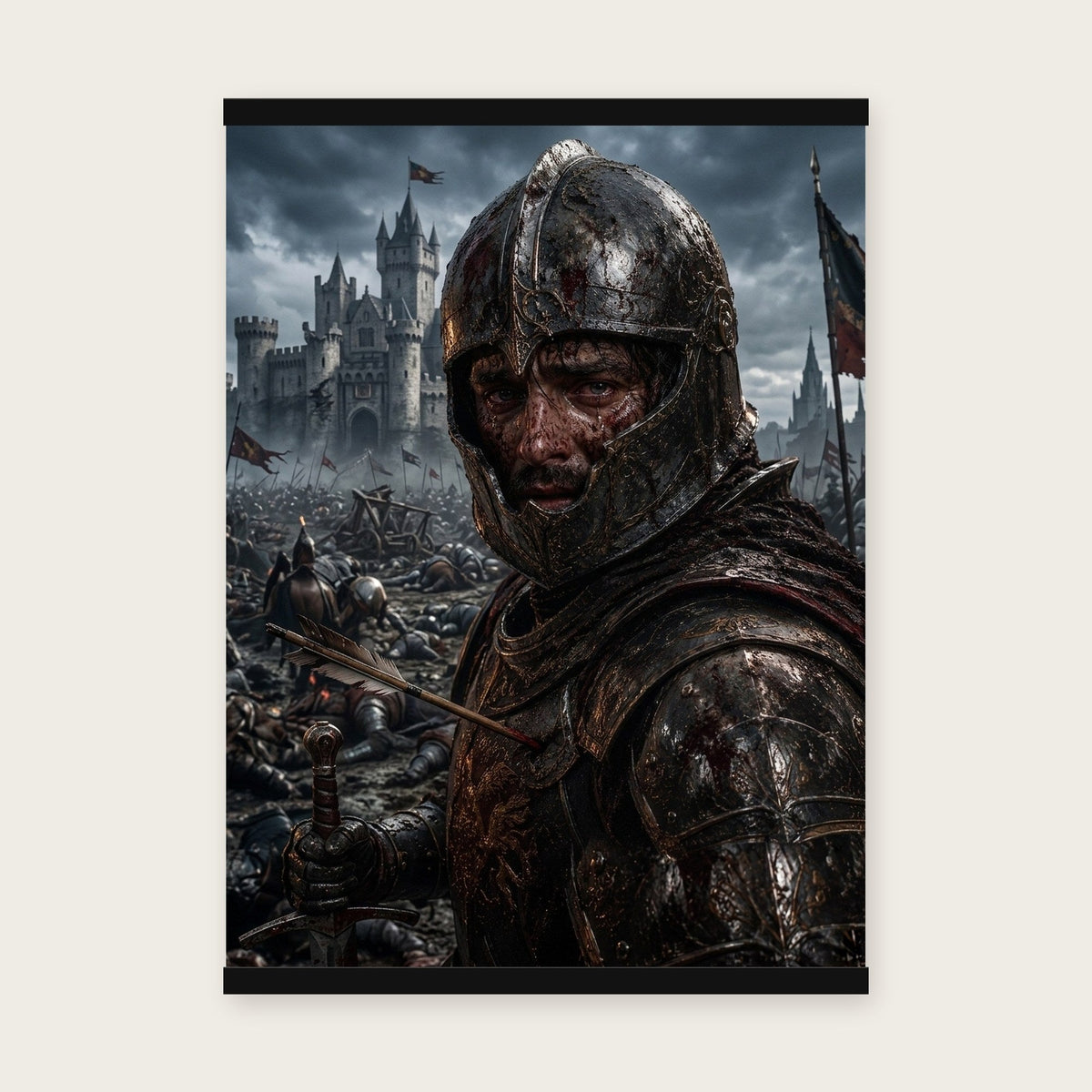 Der Krieger von Eisenfeld – Poster mit schwarzer Holzleiste, 50×70 cm