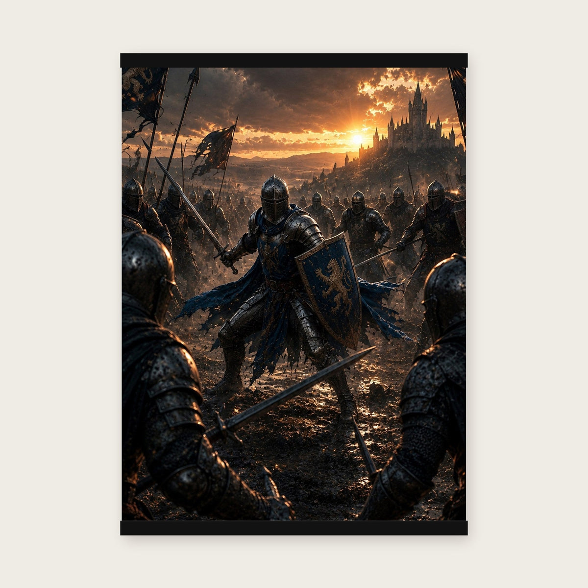Der letzte Löwe – Poster mit schwarzer Holzleiste, 50×70 cm