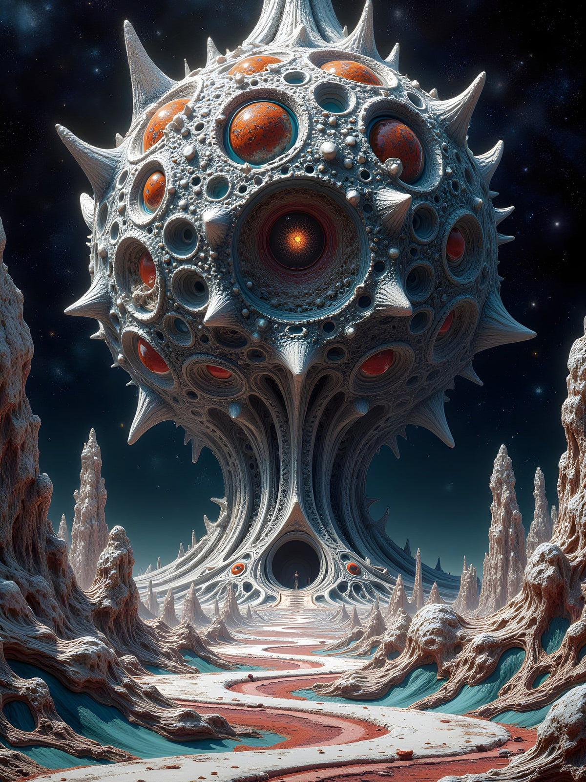 Der Monolith — augenkugel über einer fremden Landschaft
