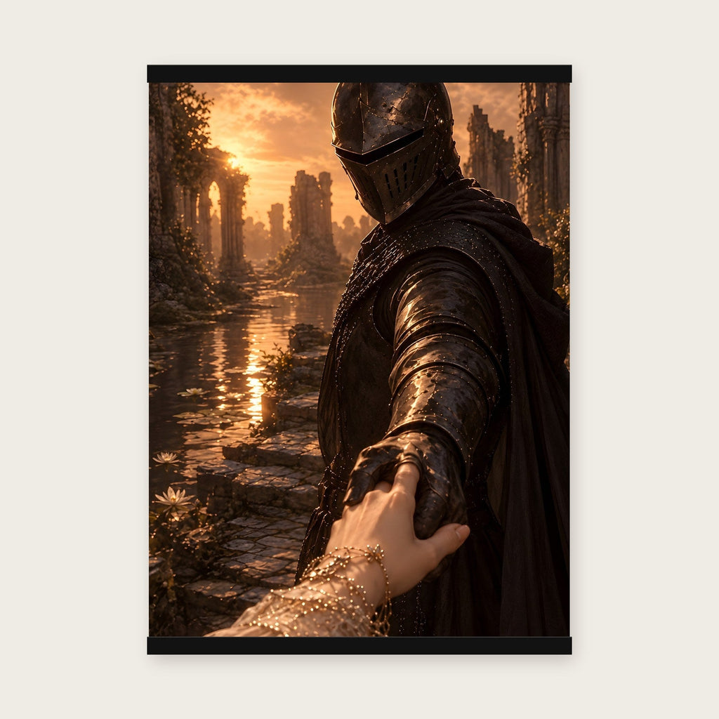 Nimm meine Hand – Poster mit schwarzer Holzleiste, 50×70 cm