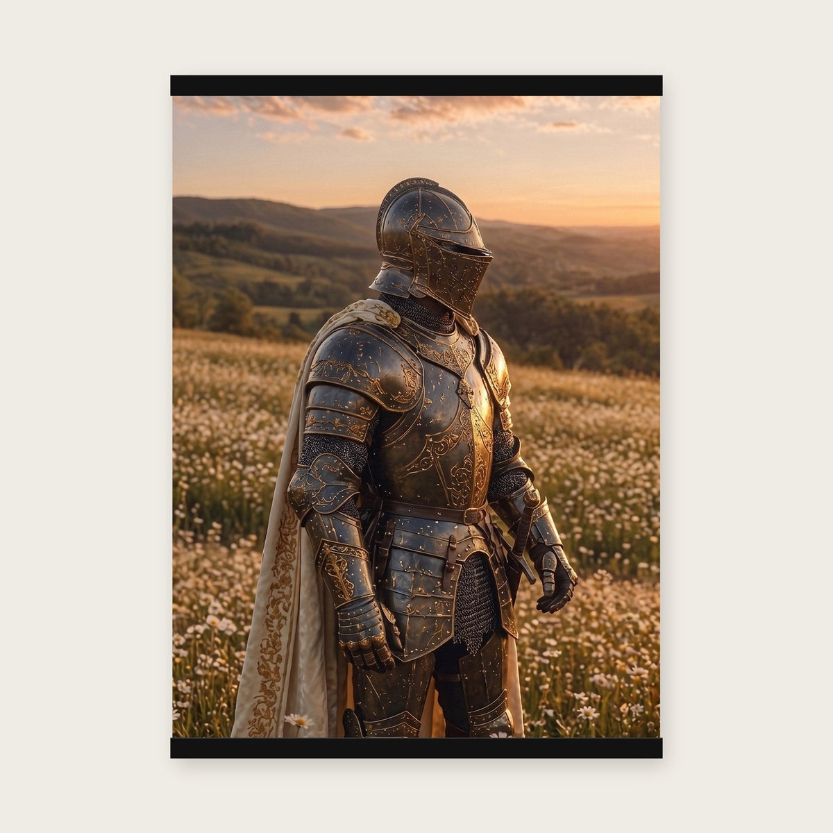 Der Ritter der Blumenwiesen – Poster mit schwarzer Holzleiste, 50×70 cm