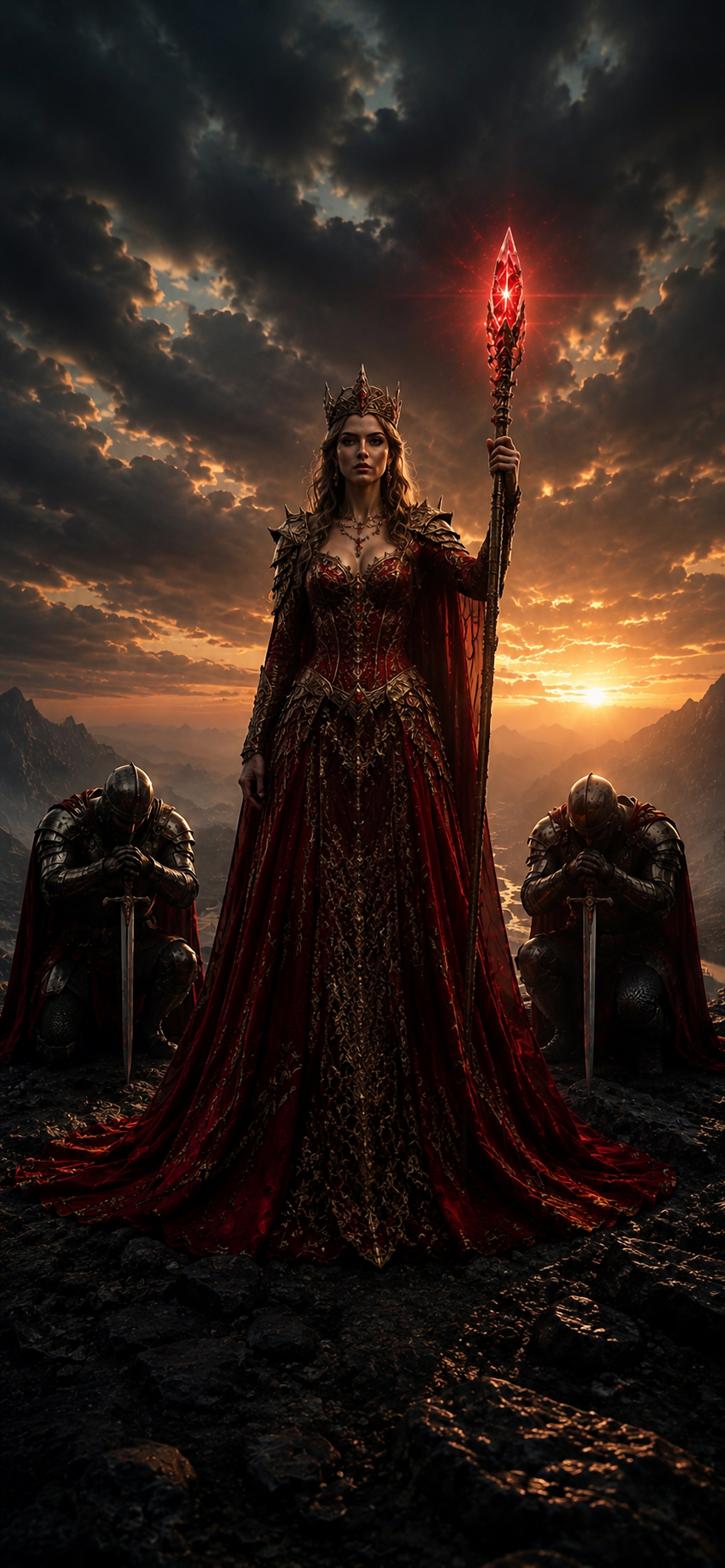Die Rote Königin – Dark-Fantasy-Wandbild, gerahmt | Fantasywand