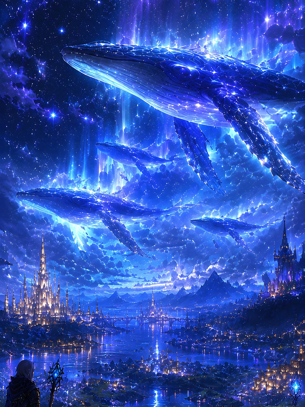 Sternendrache — gerahmtes Fantasy Wandbild, Druckausschnitt 3:4