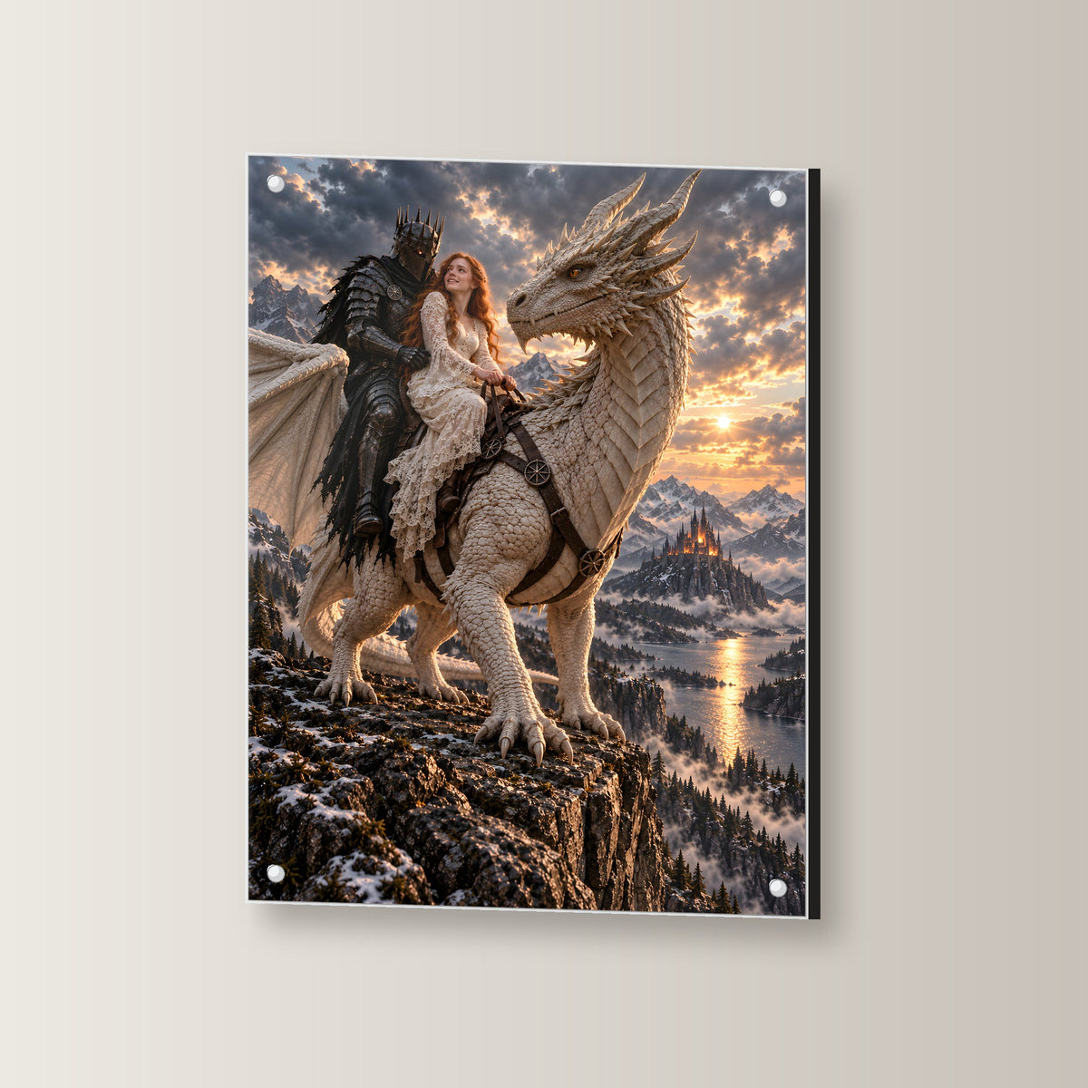 Heimkehr auf dem weißen Drachen – Drachen-Acrylglasbild – 2 gekippt