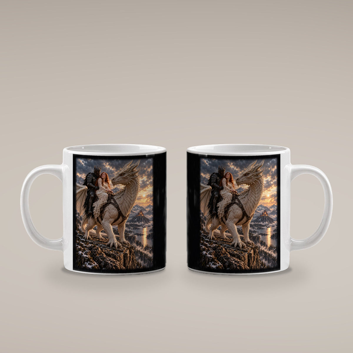 Heimkehr auf dem weißen Drachen – Drachen-Tasse – W 4 paar