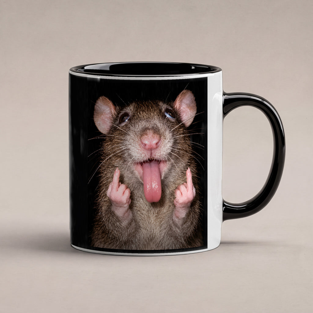 Freche Ratte – Tasse. Innen schwarz. 1 STUDIO. KI-Motiv.