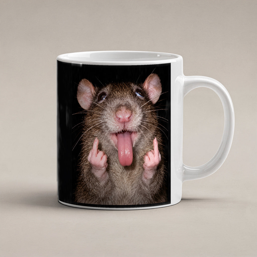 Freche Ratte – Tasse. Weiß. 1 STUDIO. KI-Motiv.