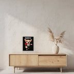 Chihuahua mit Rose – Gerahmtes Wandbild mit Spruch. 30×40 cm. 2 RAUM. KI-Motiv.