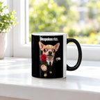 Chihuahua mit Rose – Tasse mit Spruch. Zaubertasse: Wärmeeffekt. 3 FENSTER HEISS. KI-Motiv.
