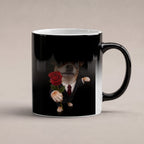 Chihuahua mit Rose – Tasse mit Spruch. Zaubertasse: Wärmeeffekt. 6 WAERMEEFFEKT. KI-Motiv.