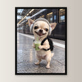 Bahnhof-Chihuahua – Gerahmtes Wandbild. 30×40 cm. 1 FRONTAL. KI-Motiv.