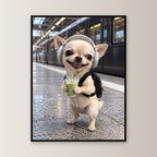 Bahnhof-Chihuahua – Gerahmtes Wandbild. 60×80 cm. 1 FRONTAL. KI-Motiv.