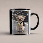 Bahnhof-Chihuahua – Tasse. Innen schwarz. 1 STUDIO. KI-Motiv.
