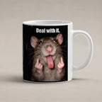 Freche Ratte V2 – Tasse mit Spruch. Weiß. 1 STUDIO. KI-Motiv.