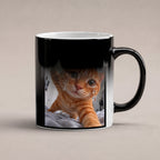 Weinende Katze – Tasse mit Spruch. Zaubertasse: Wärmeeffekt. 6 WAERMEEFFEKT. KI-Motiv.