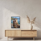 Geschockter Otter – Gerahmtes Wandbild. 45×60 cm. 2 RAUM. KI-Motiv.