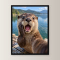 Geschockter Otter – Gerahmtes Wandbild. 30×40 cm. 1 FRONTAL. KI-Motiv.