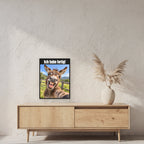Lachender Esel – Gerahmtes Wandbild mit Spruch. 45×60 cm. 2 RAUM. KI-Motiv.