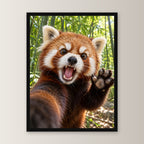Empörter roter Panda – Gerahmtes Wandbild. 30×40 cm. 1 FRONTAL. KI-Motiv.