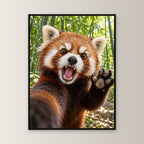 Empörter roter Panda – Gerahmtes Wandbild. 60×80 cm. 1 FRONTAL. KI-Motiv.