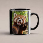 Empörter roter Panda – Tasse. Innen schwarz. 1 STUDIO. KI-Motiv.
