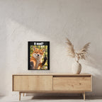 Fuchs mit Mittelfinger – Gerahmtes Wandbild mit Spruch. 45×60 cm. 2 RAUM. KI-Motiv.