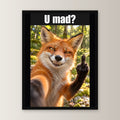 Fuchs mit Mittelfinger – Gerahmtes Wandbild mit Spruch. 30×40 cm. 1 FRONTAL. KI-Motiv.
