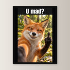 Fuchs mit Mittelfinger – Gerahmtes Wandbild mit Spruch. 30×40 cm. 1 FRONTAL. KI-Motiv.