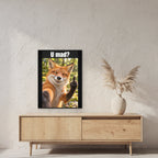 Fuchs mit Mittelfinger – Gerahmtes Wandbild mit Spruch. 60×80 cm. 2 RAUM. KI-Motiv.