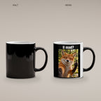 Fuchs mit Mittelfinger – Tasse mit Spruch. Zaubertasse: Wärmeeffekt. 4 KALT HEISS. KI-Motiv.