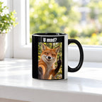 Fuchs mit Mittelfinger – Tasse mit Spruch. Innen schwarz. 3 FENSTER. KI-Motiv.