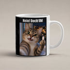 Katze mit Mittelfinger – Tasse mit Spruch. Weiß. 1 STUDIO. KI-Motiv.